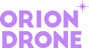 LOGO - ORIONDRONE - a purple text on a black background